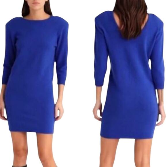 Frame Dresses & Skirts - Frame Cashmere Padded Shoulder Royal Blue Mini Dress - Sz XS